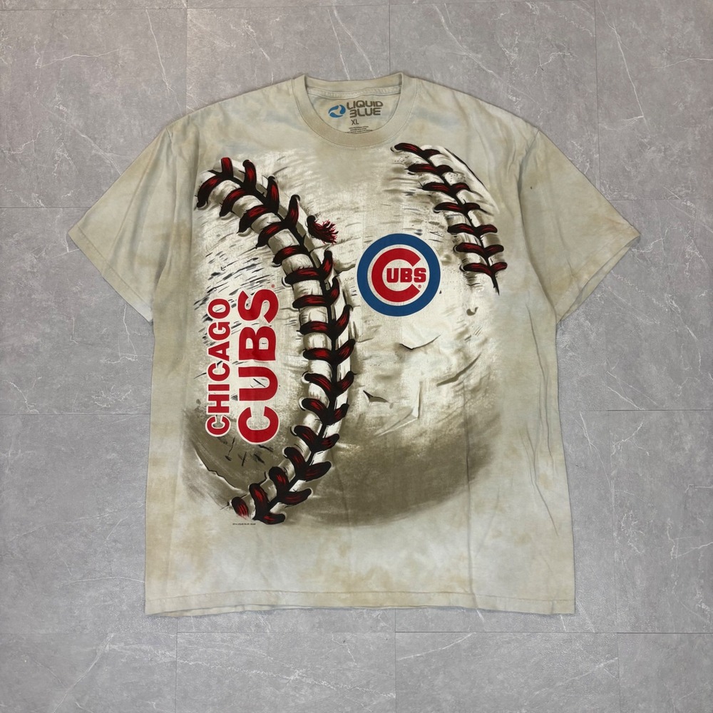 Liquid Blue Chicago Cubs MLB Baseball Graphic T-Shirt XL Tan Tie Dye 2014 Mens